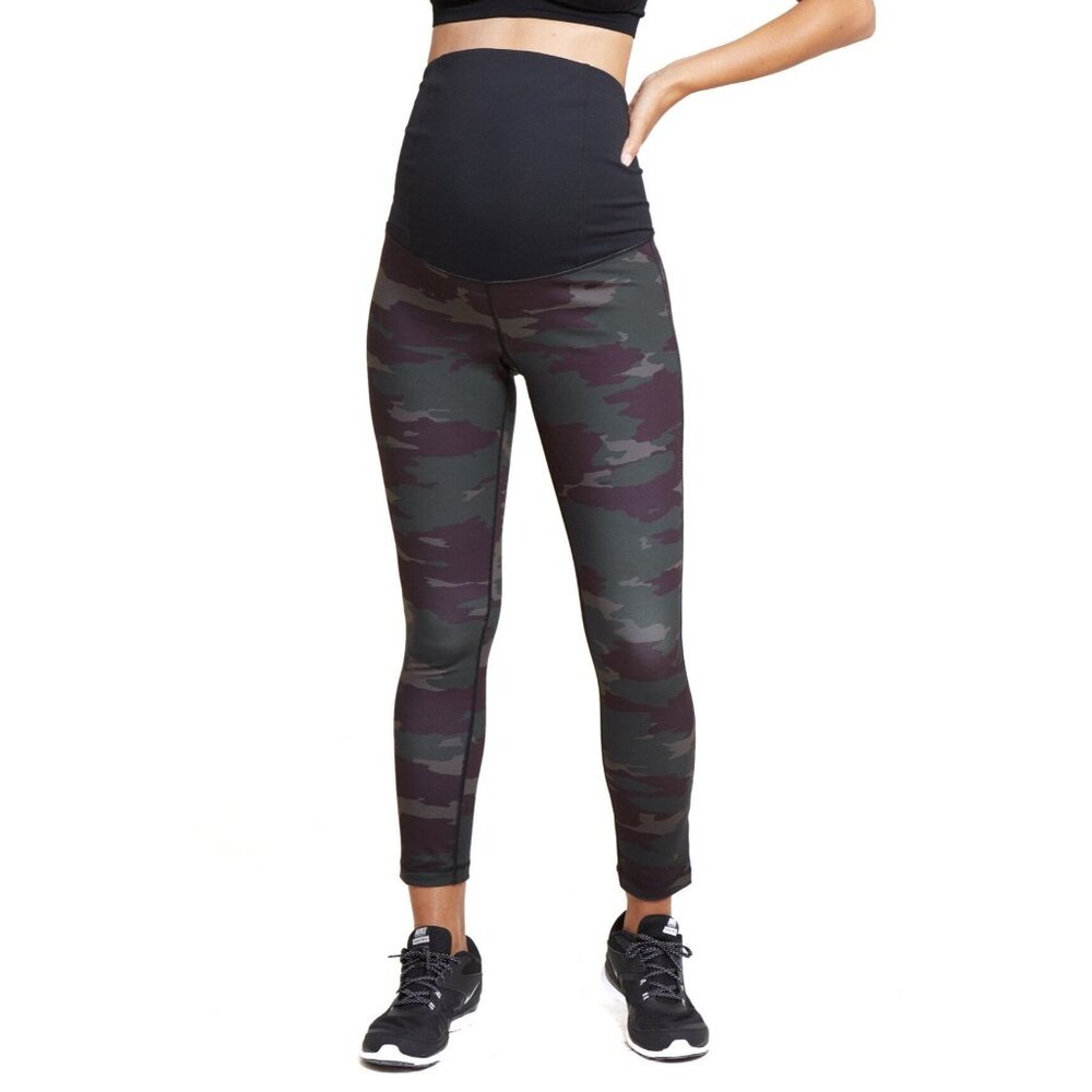 New Ingrid + Isabel Active Legging with Crossover Panel Green Camo Print Size XS